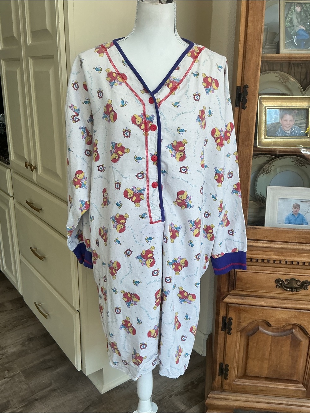 Vtg 90's Disney Winnie The Pooh With Piglet Nightgown Women 3xl Cotton Flannel